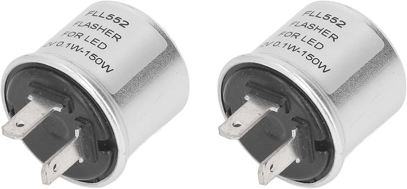 FTVOGUE 2 قطعة من مرحل فلاش LED بقشرة ألمنيوم، استهلاك منخفض للطاقة، 12 فولت، متوافق مع معظم السيارات والدراجات النارية والدراجات - Image 1